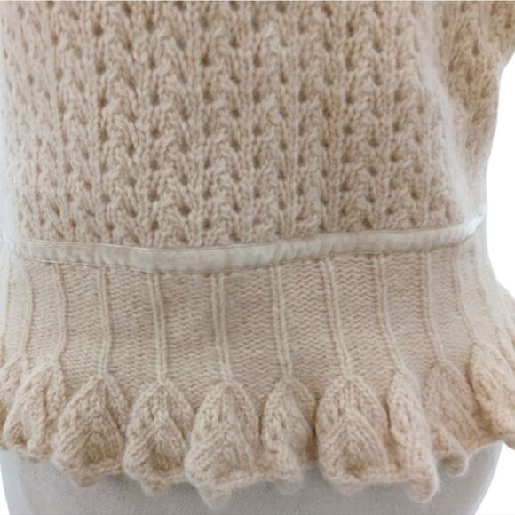 Lambs wool & angora tie front cardigan w/ velvet ribbon small #cottagecore - Picture 11 of 16